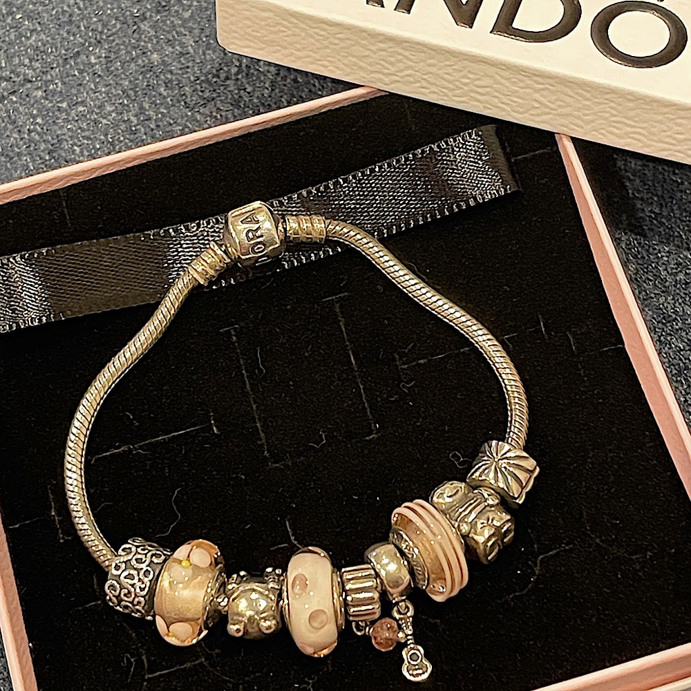 Pandora Moments Sterling Silver Barrel Clasp Snake Bracelet 7.5 in.